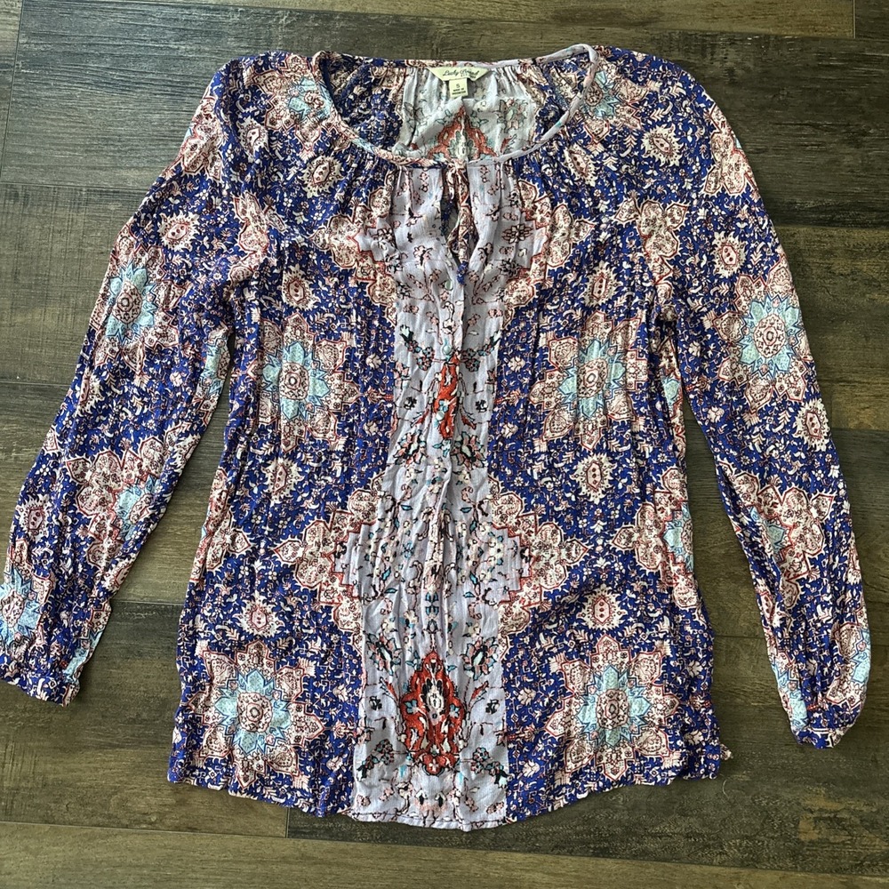 Lucky Brand Women's Long Sleeve‎ Blouse Small Boho Chic